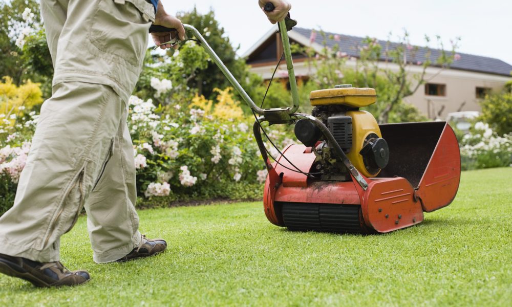 Man mowing lawn